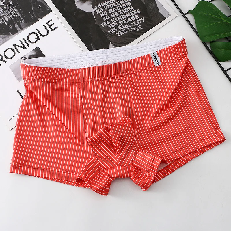 Summer Men\'s Ice Silk Pants Convex Pouch Underwear Boxer Short Fashion Youth Panties Week Fashion Breathable Multicolor Lingerie