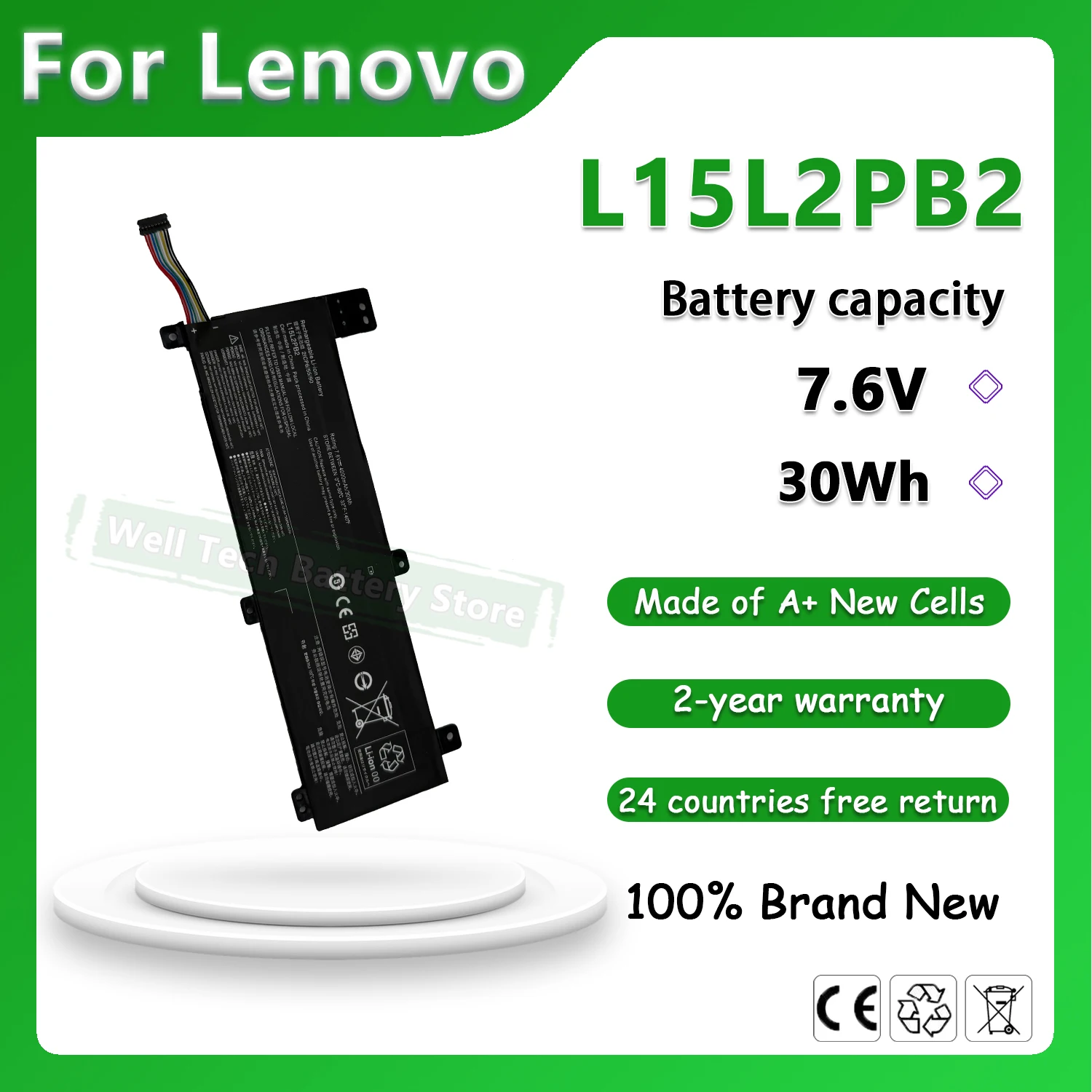 Batería para portátil Lenovo IdeaPad 310-14ISK 310-14IKB 310-14IAP 5B10K8771 B10K87722, 30Wh L15L2PB2 L15M2PB2 L15L2PB3