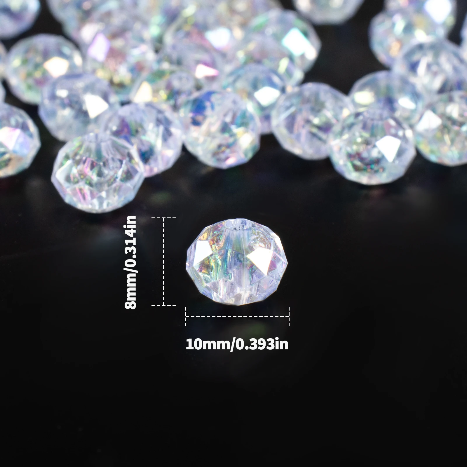 20Pcs 8mm Rondelle Crystal Glass Beads, Faceted Loose Spacer Beads for Jewelry DIY Craft Making Garment