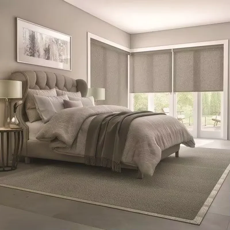 ZSTARR Customized 100% Blackout Alexa Zigbee Home Auto Smart Motorized Window Roller Blinds Shades for Living Room French