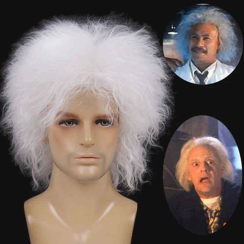 REEWES beetlejuicewig beetle juice cosplay back to the future mad doctor cross border white wig