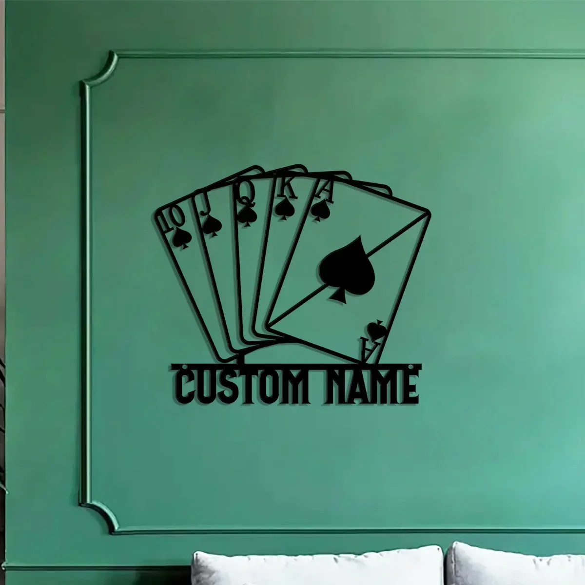 Richesse Une Main Décorative! Notre art mural en métal pour cartes à jouer, personnalisé pour les joueurs. Panneau de cartes de joueur idéal, Accent de salle de jeux