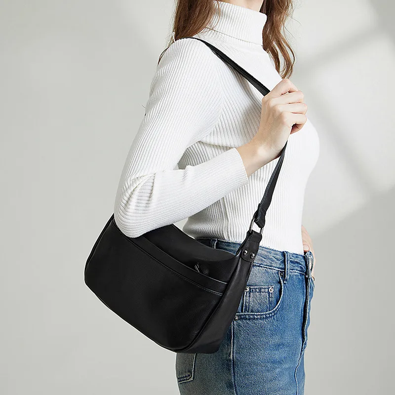 

Real Leather Multi Compartment Large Capacity Fashionable Shoulder Casual Women's Classic Versatile Womens High-end Feel Handbag