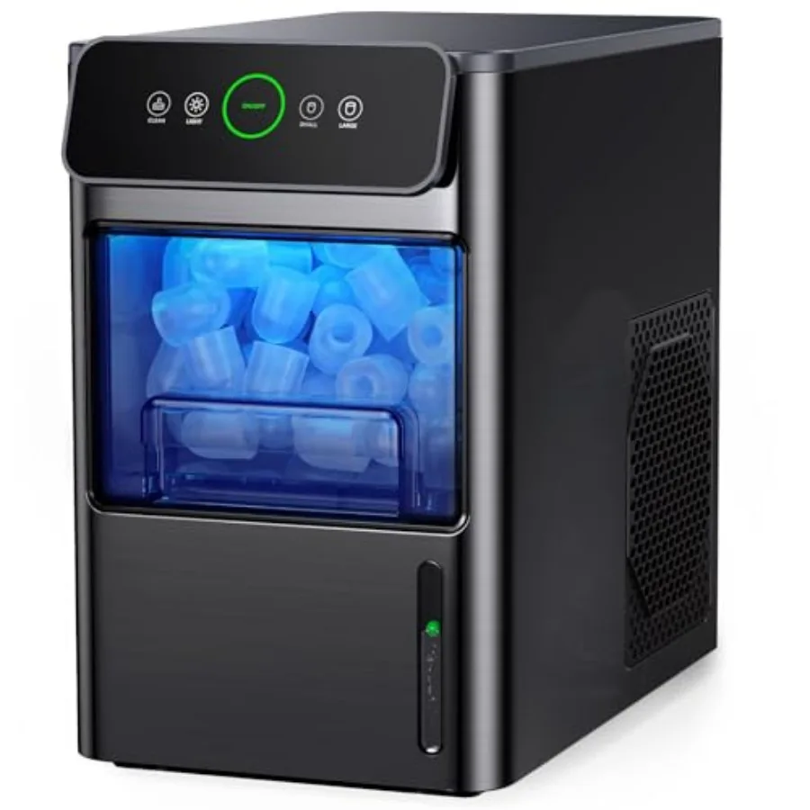 

Portable Countertop Ice Maker for Kitchen Office Camping: Stainless Steel Bullet Ice Maker, 6-Minute Ice Production, Visible Wa