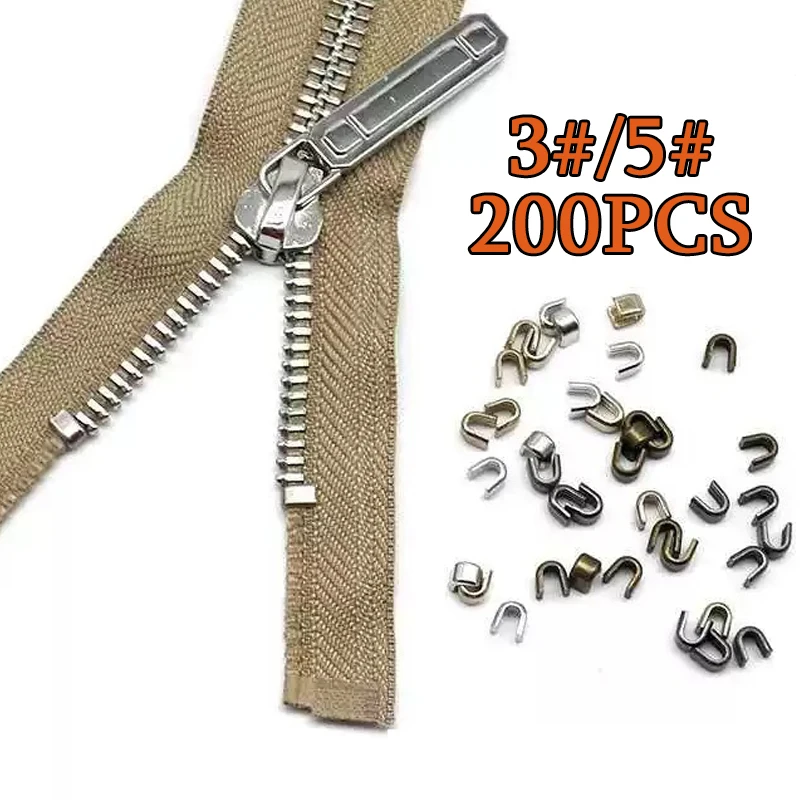 200pc Metal Zipper Stopper Set - Premium Aluminum Alloy, Easy Install, Ideal for Jackets, Bags, Footwear Repair