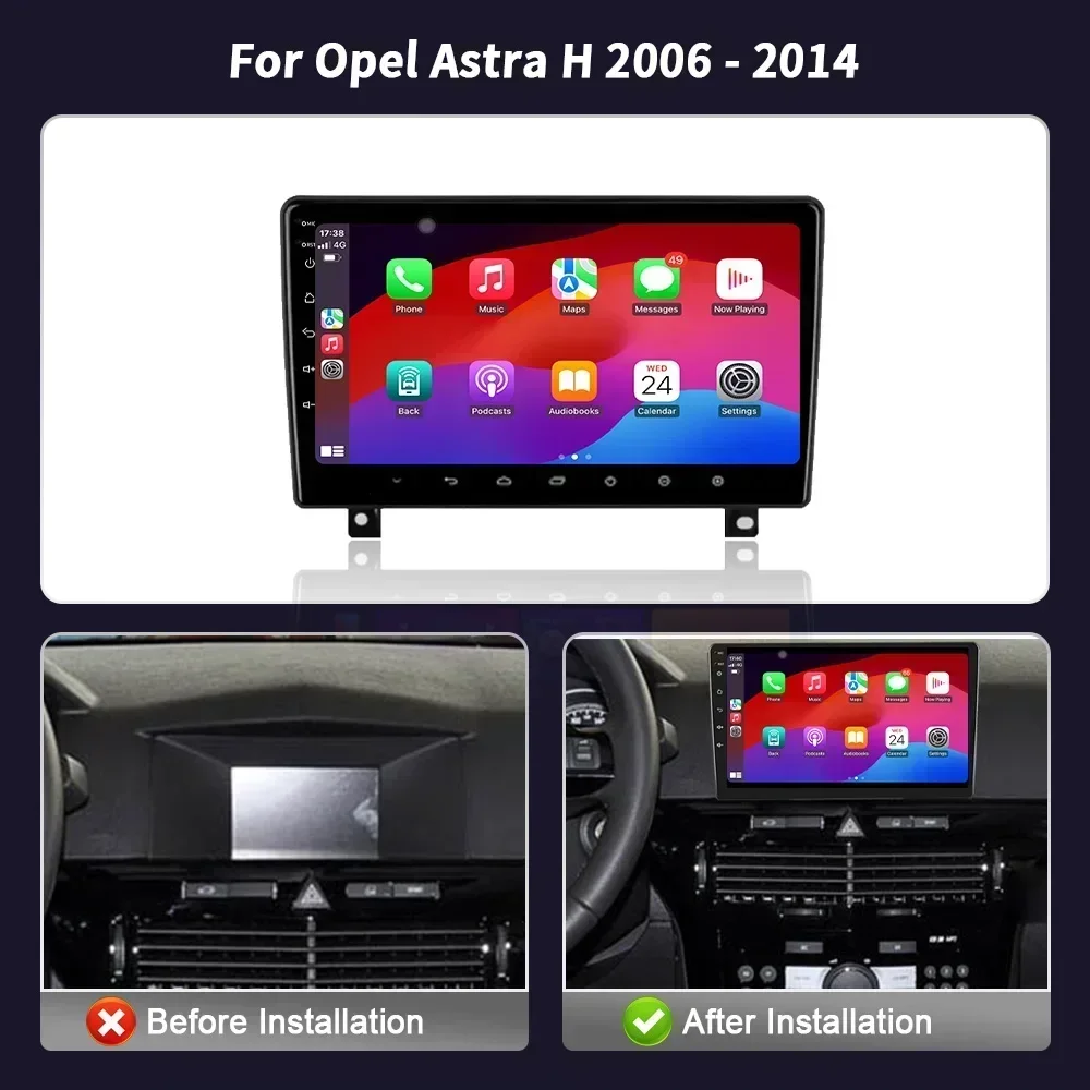 Android For Opel Astra H 2006-2014 4G WIFI Car Radio Multimedia Player Navigation 2DIN Wireless CarPlay Screen Stereo