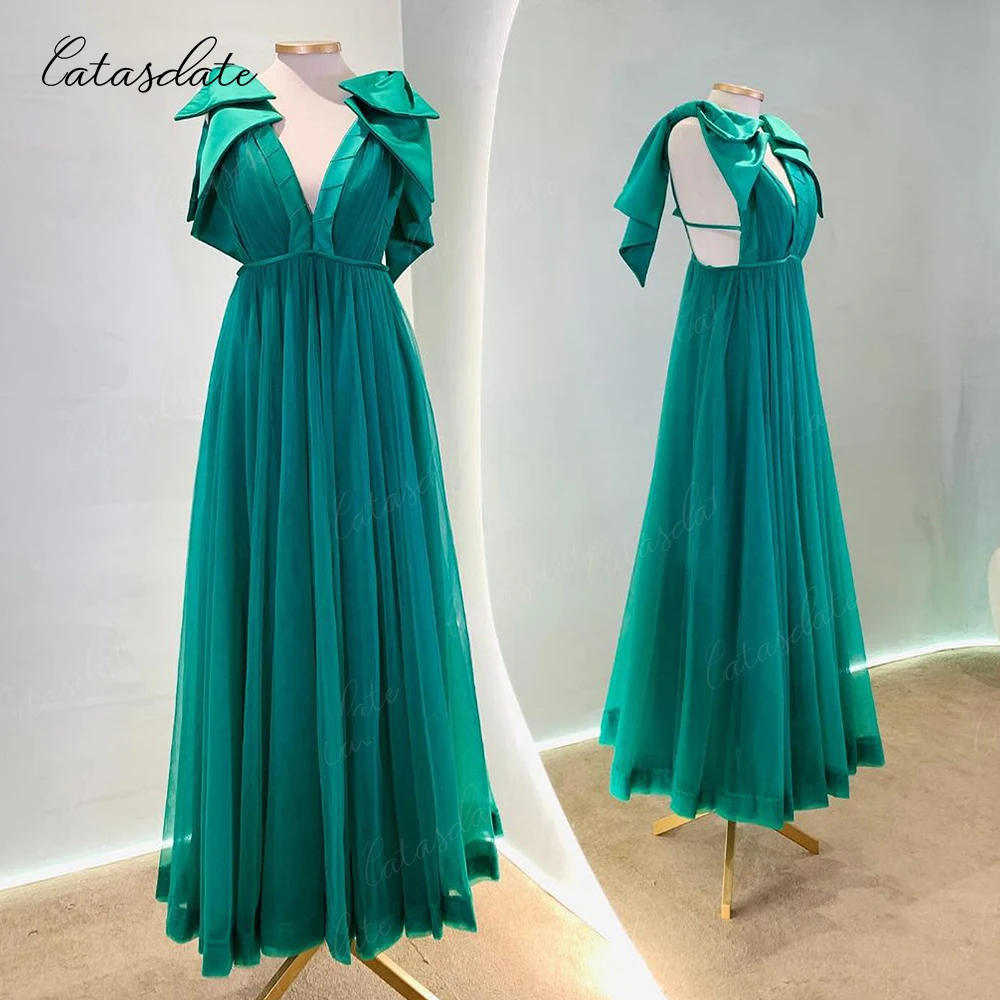 

Catasdate Elegant Party Dress Evening Dress for Women Formal Occasion Dress with Bow vestido nova