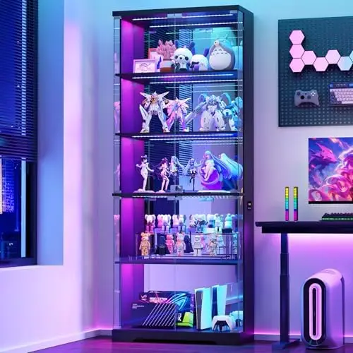 Glass Display Cabinet with Doors and RGB LED Lights | 69