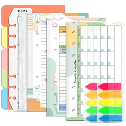 Cuaderno de papel de hojas sueltas de planta verde A6, recarga de hojas sueltas, planificador semanal mensual, Página de presupuesto, papelería, 6 agujeros