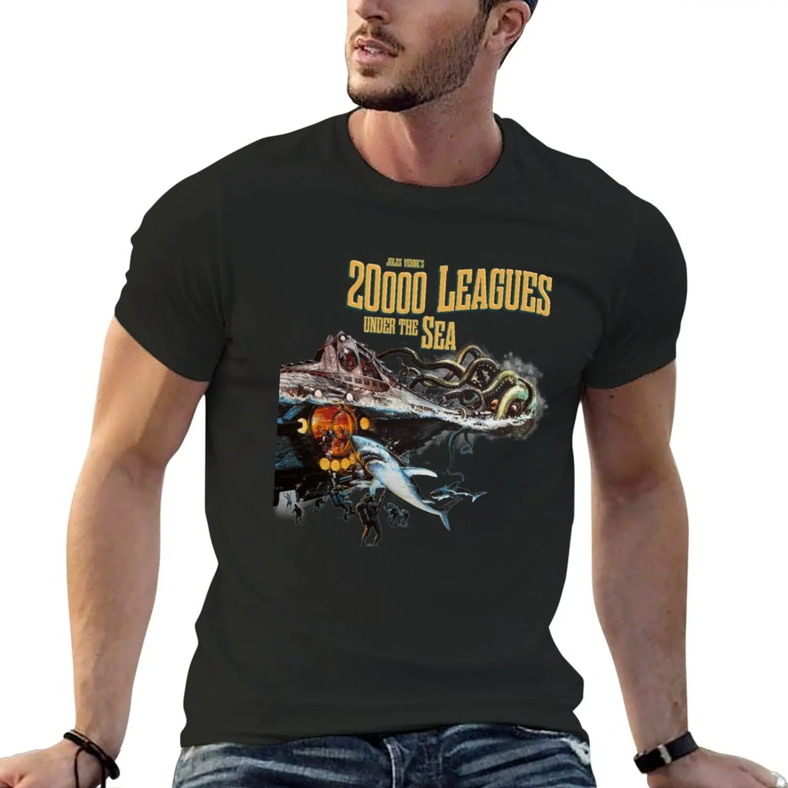 

20,000 leagues under sea Jules Verne Classic T-Shirt vintage t shirt boys animal print shirt mens t shirt graphic