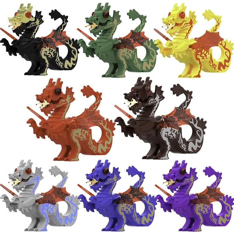 Medieval Ancient Dragon Castle Lion Knight Mount Syrax Meleys Toys Kids Diy Anime Blocks Gift For Boys Girls Building Juguetes