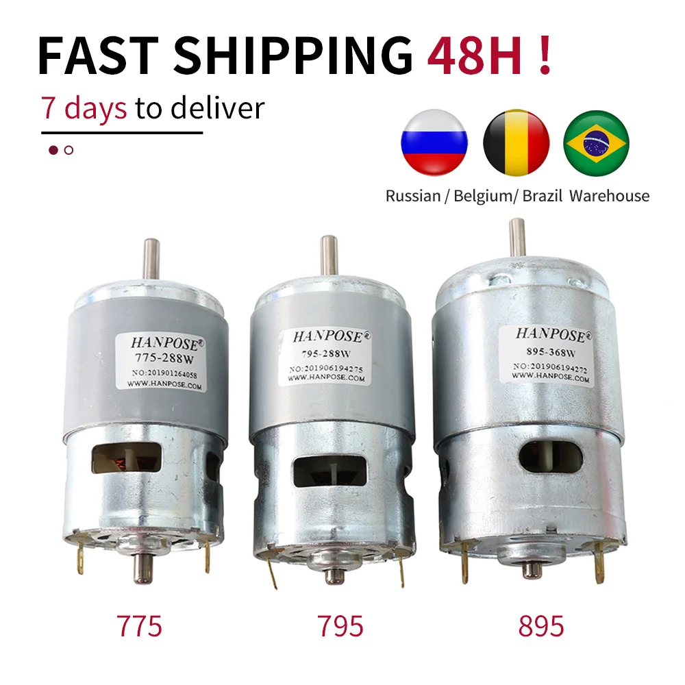 795 Silnik elektryczny wrzeciona do wiertarki 24V 80W 150W 288W Silnik szczotkowy DC 775 Silnik kosiarki z dwoma łożyskami kulkowymi
