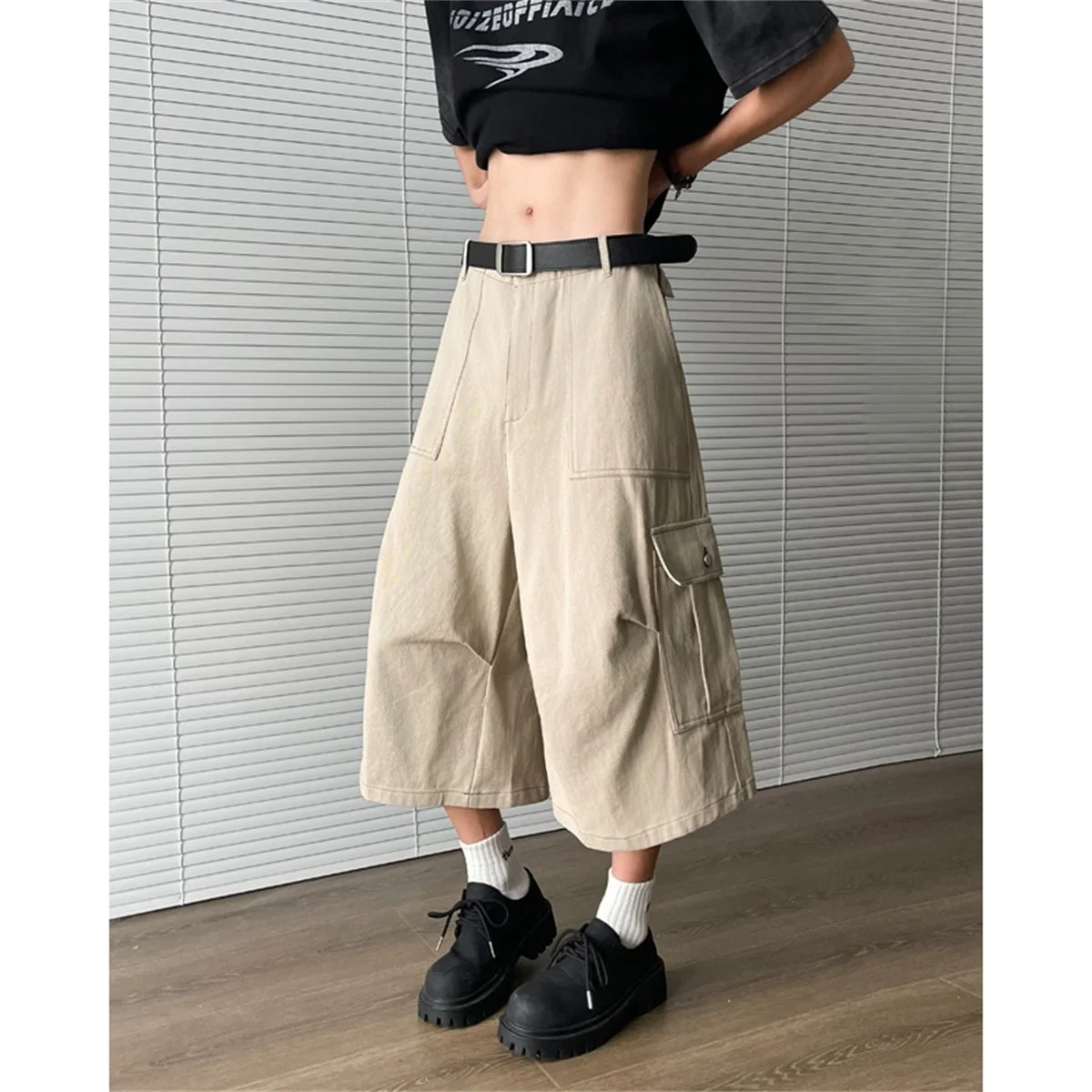 

Винтажные мужские шорты-карго оверсайз в стиле Y2K, укороченные брюки в стиле гранж, широкие штаны в стиле хип-хоп, уличная одежда, свободные шорты с карманами для мальчиков