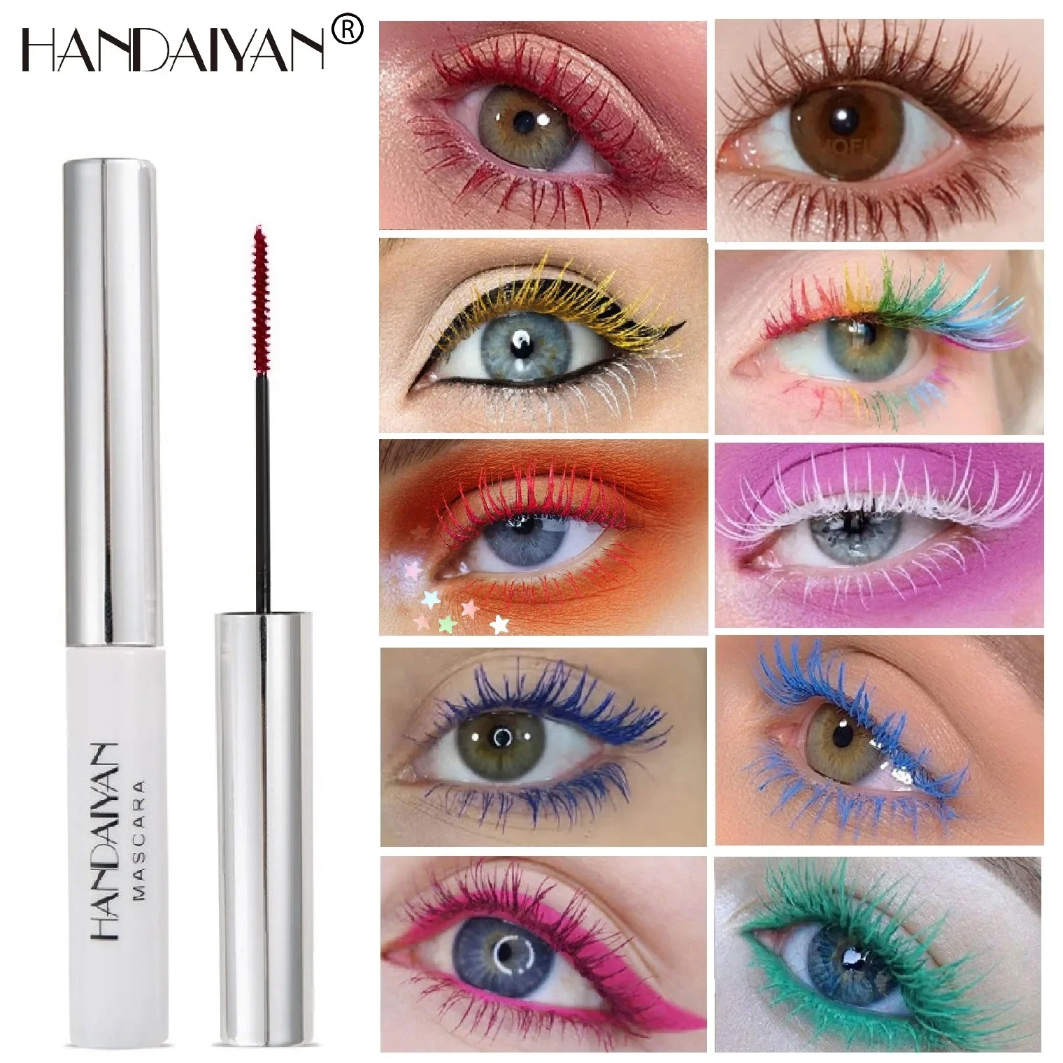 Zwart Wit Mascara Kleur Waterdicht Mascara Effect Verlengd Bruin Blauw Rood Groene Cosmetica Make-Up Ogen Make-Up Tool