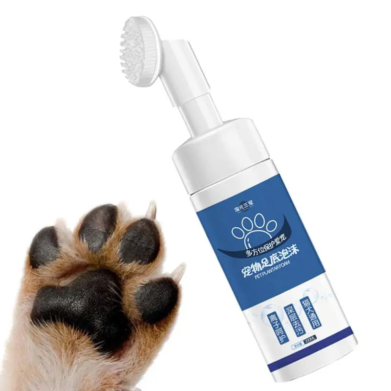 Dog Paw Cleaner 200ml Paws Foaming Cleanser With Brush Portable Mild No-Rinse Paw Cleaner For Pet Cat Dog Puppy Kitten Cattery