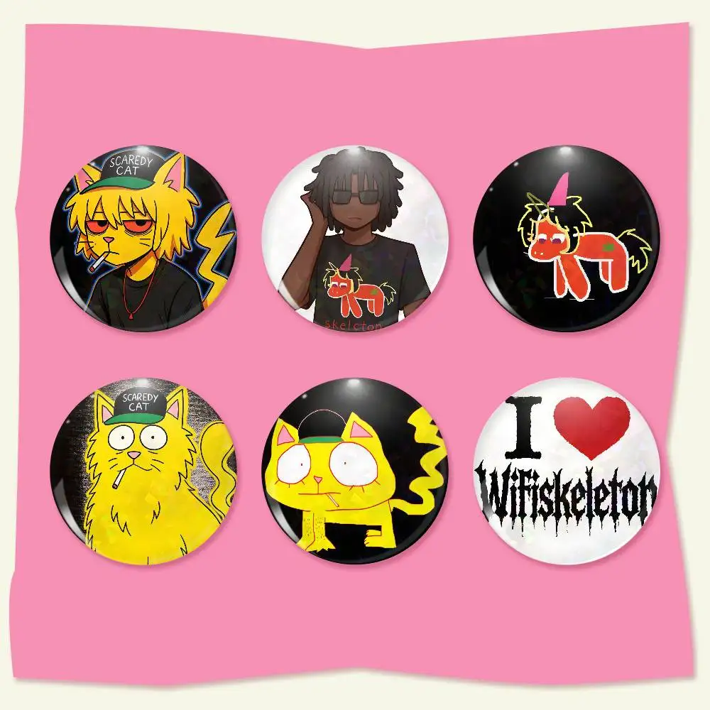 Wifiskeleton  Round Snap-in Brooches Rock Band Lapel Pins  Badges Fan Collection Accessories Jewelry Handmade Gifts