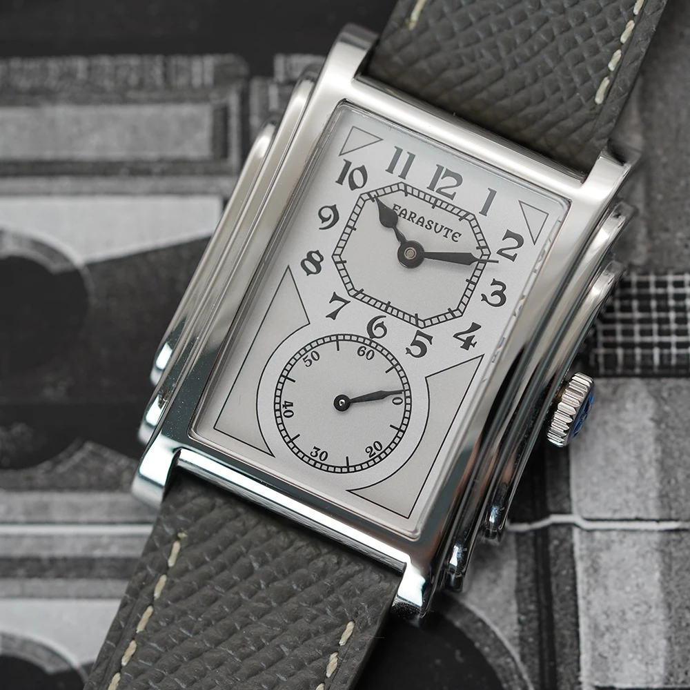FARASUTE Retro Square Guangzhou Automatic Movement Mechanical Doctor Watch Men Sapphire Stainless Steel Waterproof Wristwatch
