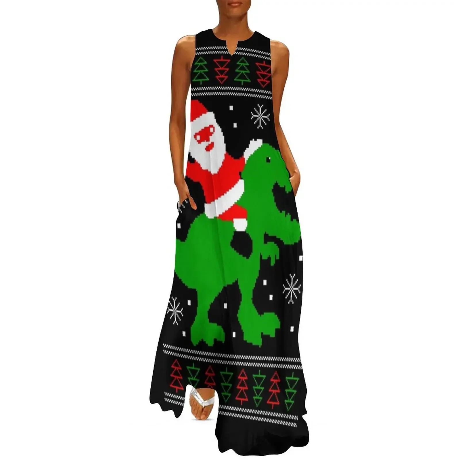 

Ugly Christmas Sweater - Santa T-rex Long Dress luxury woman party dress wedding dresses for parties Casual dresses Dress