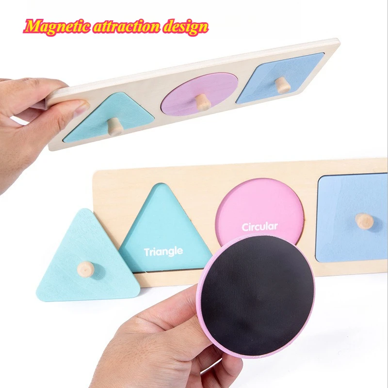 Zabawki Montessori dla niemowląt Drewniana tablica do drapania w kształcie i kolorze Geometryczne zabawki poznawcze do wczesnej edukacji 장난감