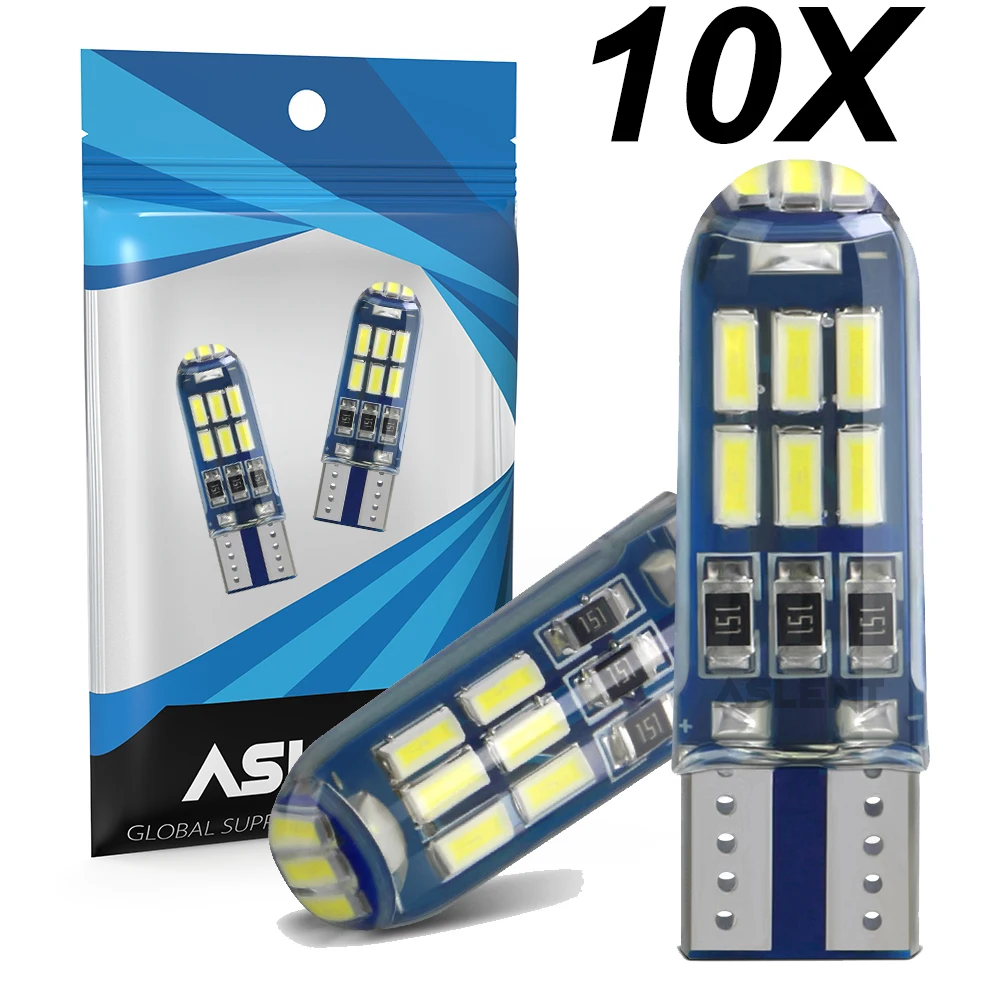 

10 шт., силиконовые светодиодные лампы T10 4014 15SMD W5W 192 168