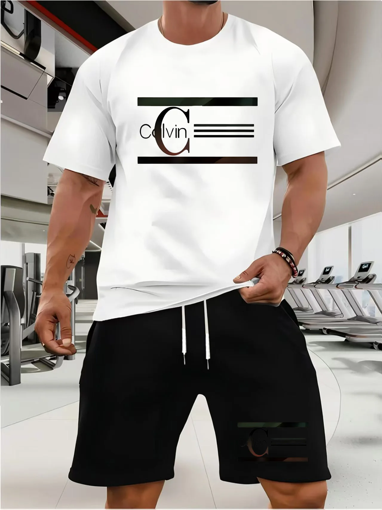 

Summer Breathable Sports Suit Men's Short-Sleeved Shorts Loose Quick Drying T-Shirt Short Quarter Pants Casual Running Suit