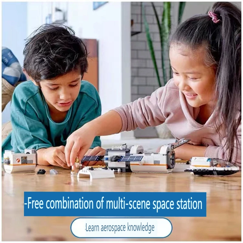 City Series Building Blocks Lunar Space Station Space Shuttle Astronauts Assembled Lab Children\'s Toy Gifts satellite satellite