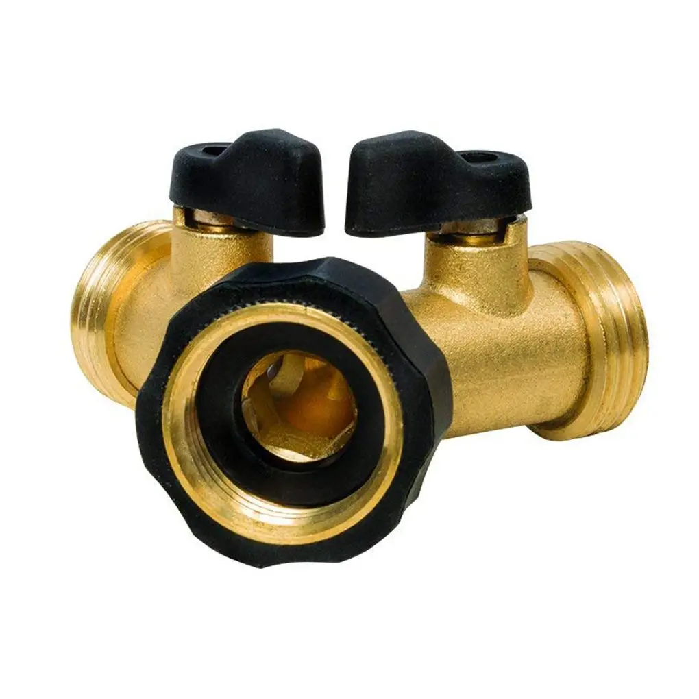 Brass 2-Way Connector Faucet Water-tap Dual Shut-off Valve Controls Faucet Splitter Replacement