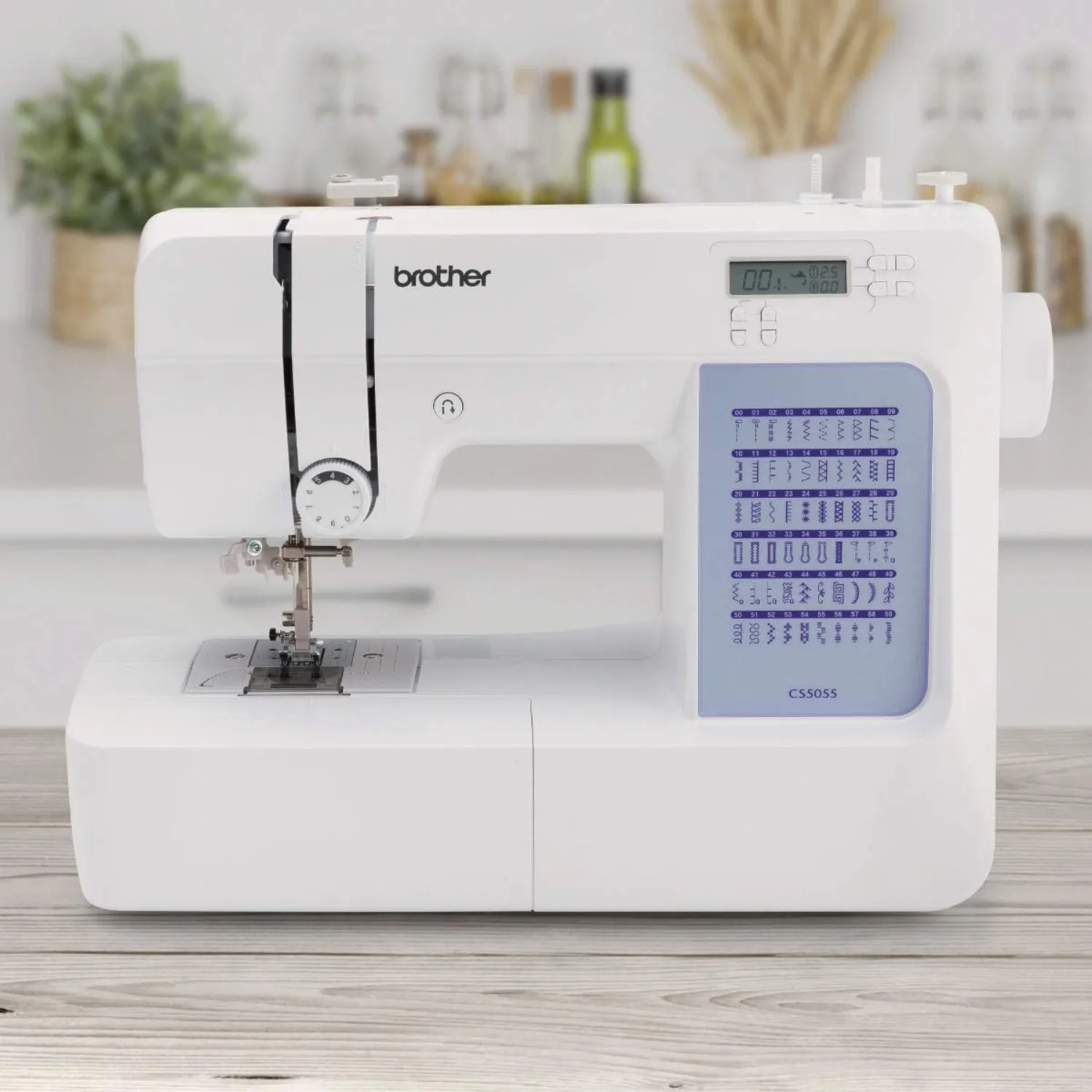 CS5055 Computerized Sewing Machine, 60 Built-in Stitches, LCD Display, 7 Included Feet, White