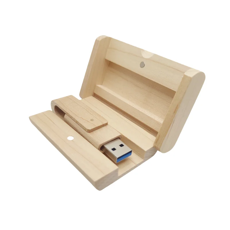 Free Custom Laser Engraving LOGO Wooden Maple Clip OTG USB3.0 High-speed Flash Drive and Maple Box 4GB 8GB 16GB 32GB 64GB 128GB