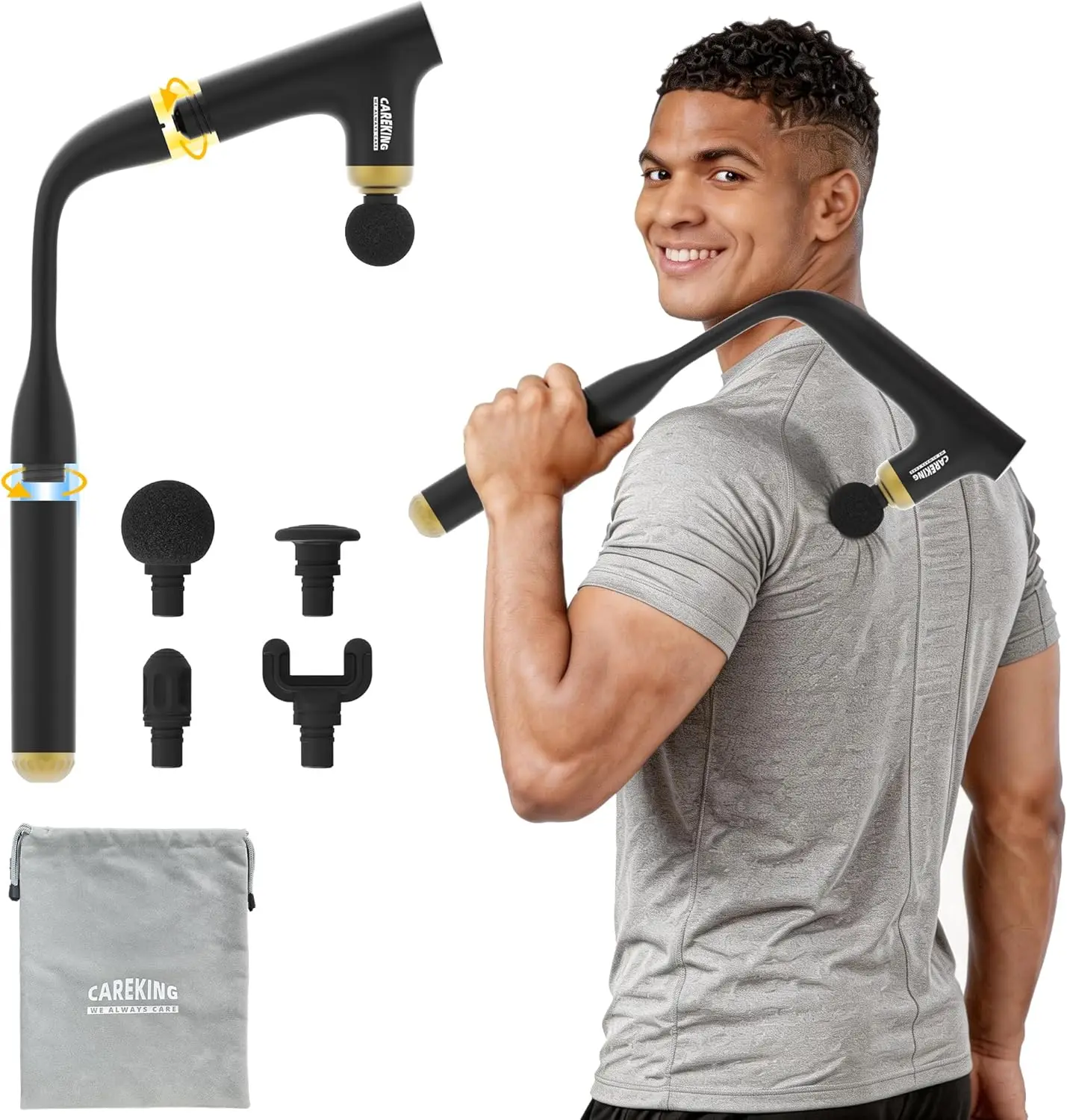 

3-in-1 Muscle Massager Gun, Deep Tissue Handheld Percussion Massager for Pain Relief in Neck, Shoulder, Back, Arm, Thigh, Waist