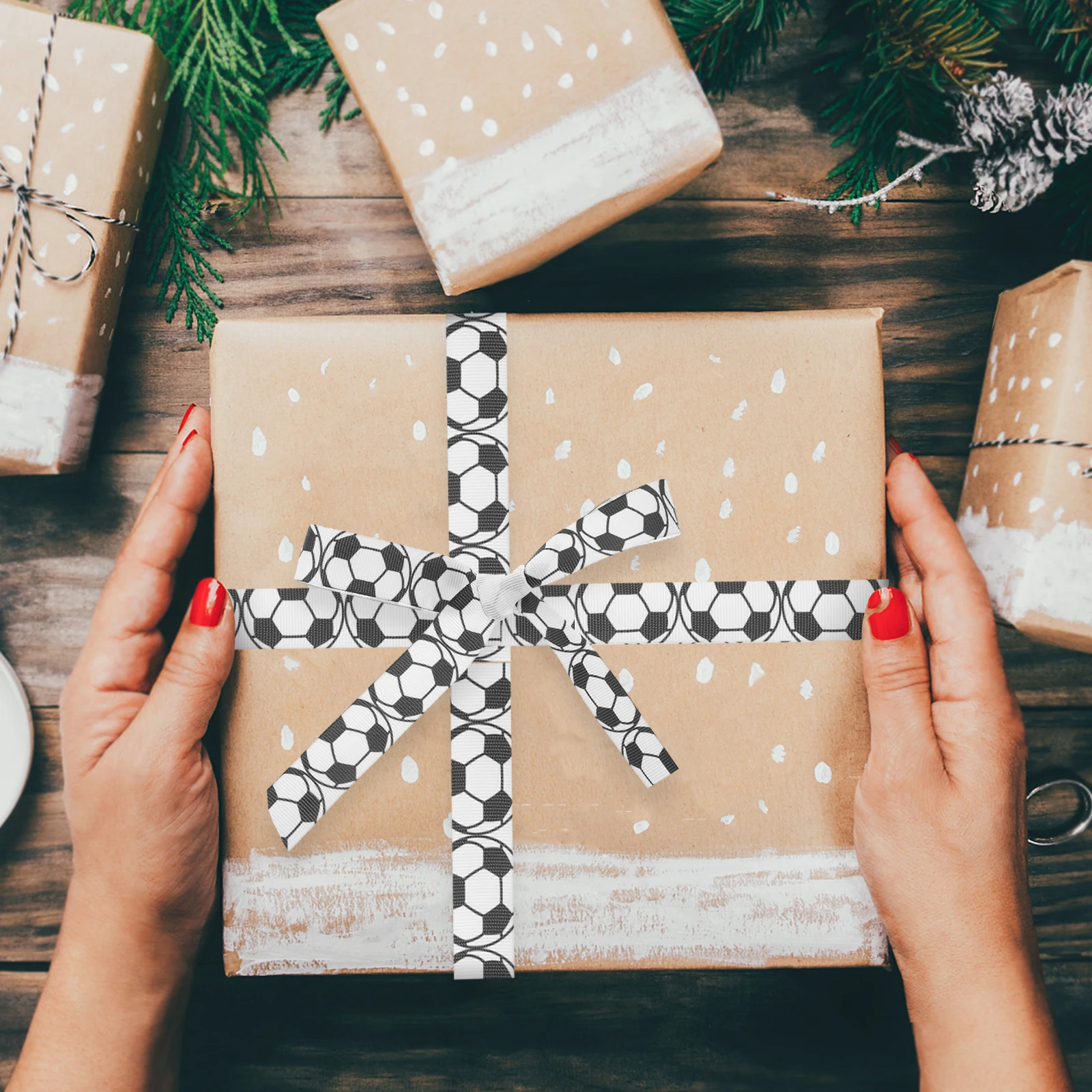 

Football Ribbon Gift Wrapping Ribbon Durable Cloth Material for DIY Gift Box Cake Party Craft Decoration Ribbons for Crafts