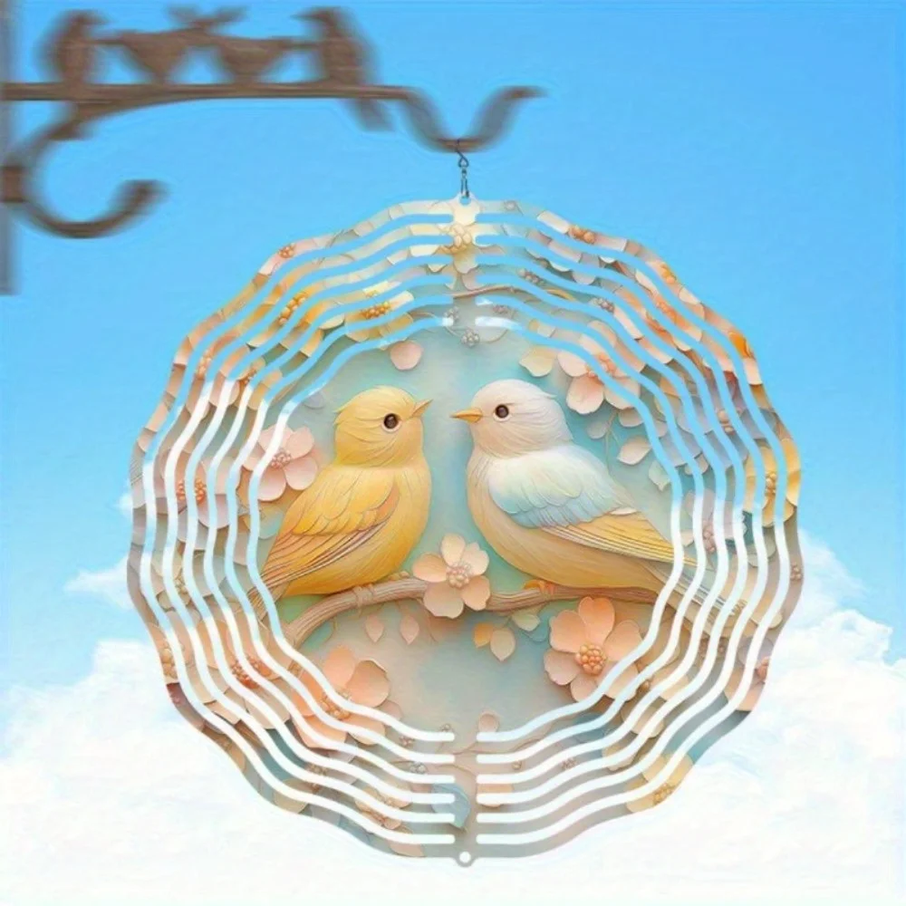 Campana de viento de metal con colibrí vibrante de 10 pulgadas (diseño giratorio) |   Decoración de jardín al aire libre |   Regalo de Halloween y Navidad