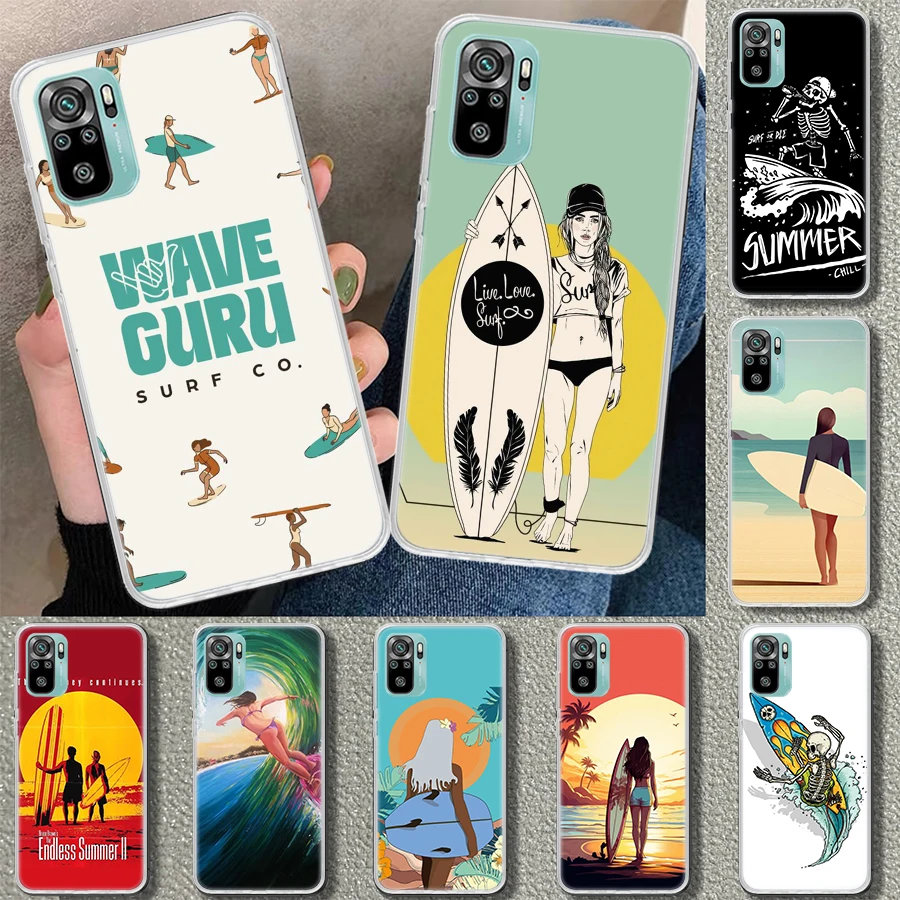 Surf Board Aesthetic Phone Case Cover for Xiaomi Redmi Note 13 12S 12 11 11S 11T 11E 10 Pro 10S 9 9S 9T 8 8T 7 Plus Print Coque