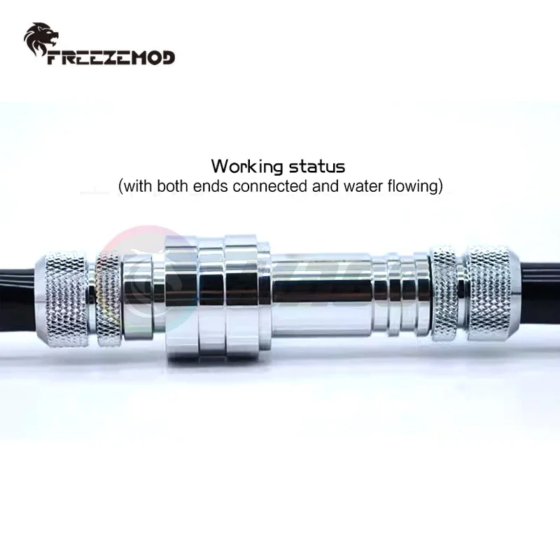 FREEZEMOD Water Stop Quick-Disconnected Pass-Through Two Ends Disconnect Water Stop Connecting, G1/4'' BLack/Silver ZSZT-T1 — zdjęcie produktu 3