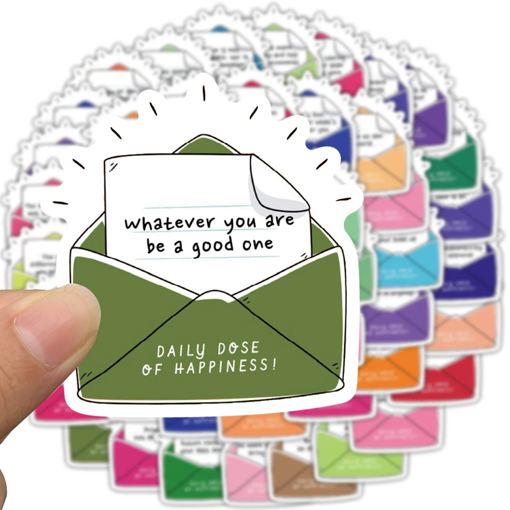50PCS Daily Dose Of Happiness Sticker Notebook Graffiti Case PET Laptop Luggage Phone Paper Refrigerator DIY Creative Stickers ﻿