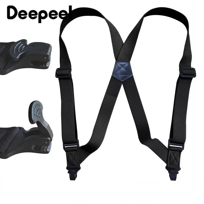 Deepeel 3.8*125cm Fashion Men Suspenders Adult 2 Clips Side Plastic Braces Strap for Belt Shirt Pants Suspender Male Jockstrap