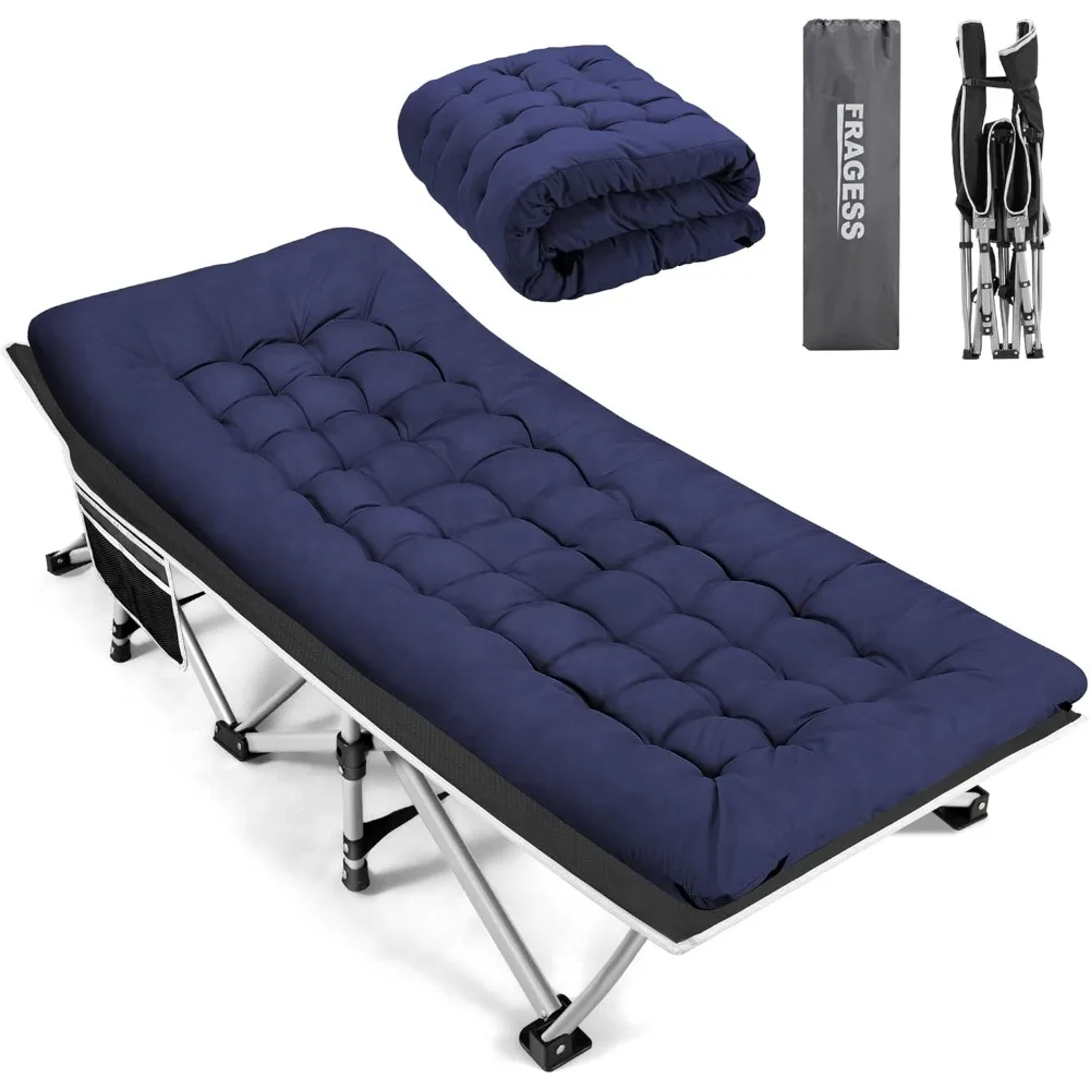 Berço de acampamento portátil para adultos, Berço para dormir, 28 "Extra Wide, Dobramento resistente, Carga máxima 600lbs com colchão grosso