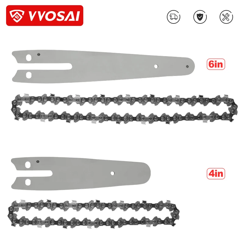 VVOSAI 4 inch 6 inch Chain Guide Electric Chainsaw Chains and Guide Used For Logging And Pruning Electric Saw Parts Garden Tool