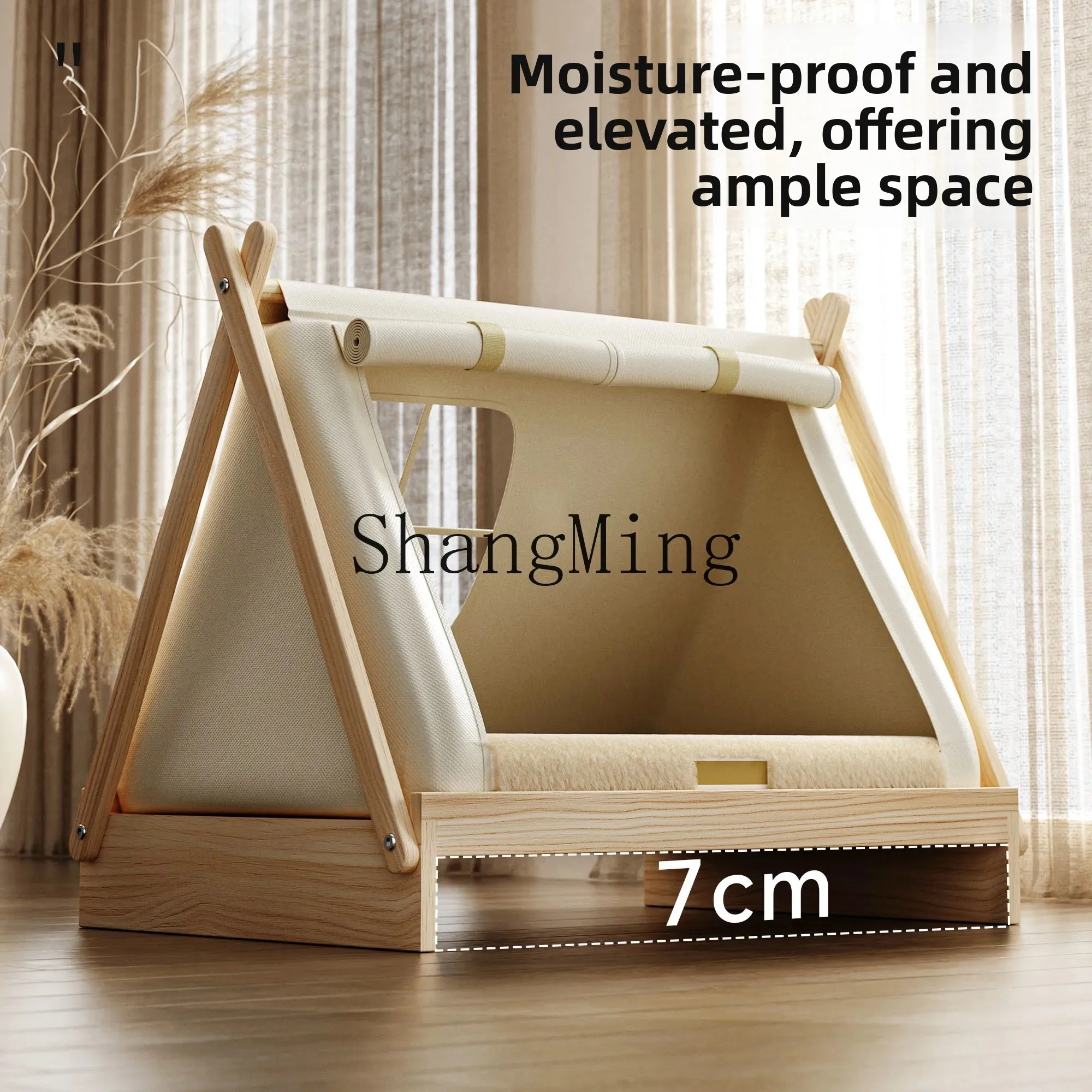 

CL tent bed Solid wood pet nest Winter warm cat nest Semi-closed security Double open curtain is very good and stable