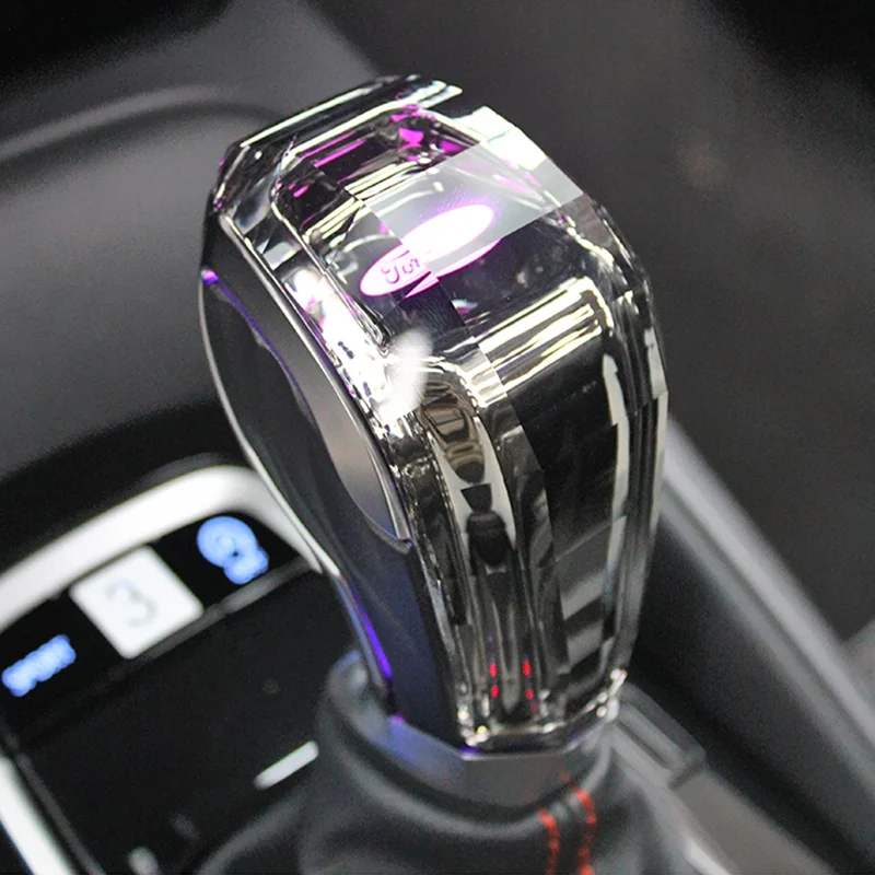 Crystal Gear Shift Knob With Button 7Color For  Ford Focus Mondeo Fiesta Edge Kuga Ecosport upgrade car accessories Modified