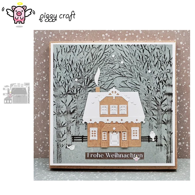 Piggy Craft Metal Cutting Dies, Christmas Snow House, Scrapbook Paper Craft, Knife Mould, Blade Punch Stencils Die