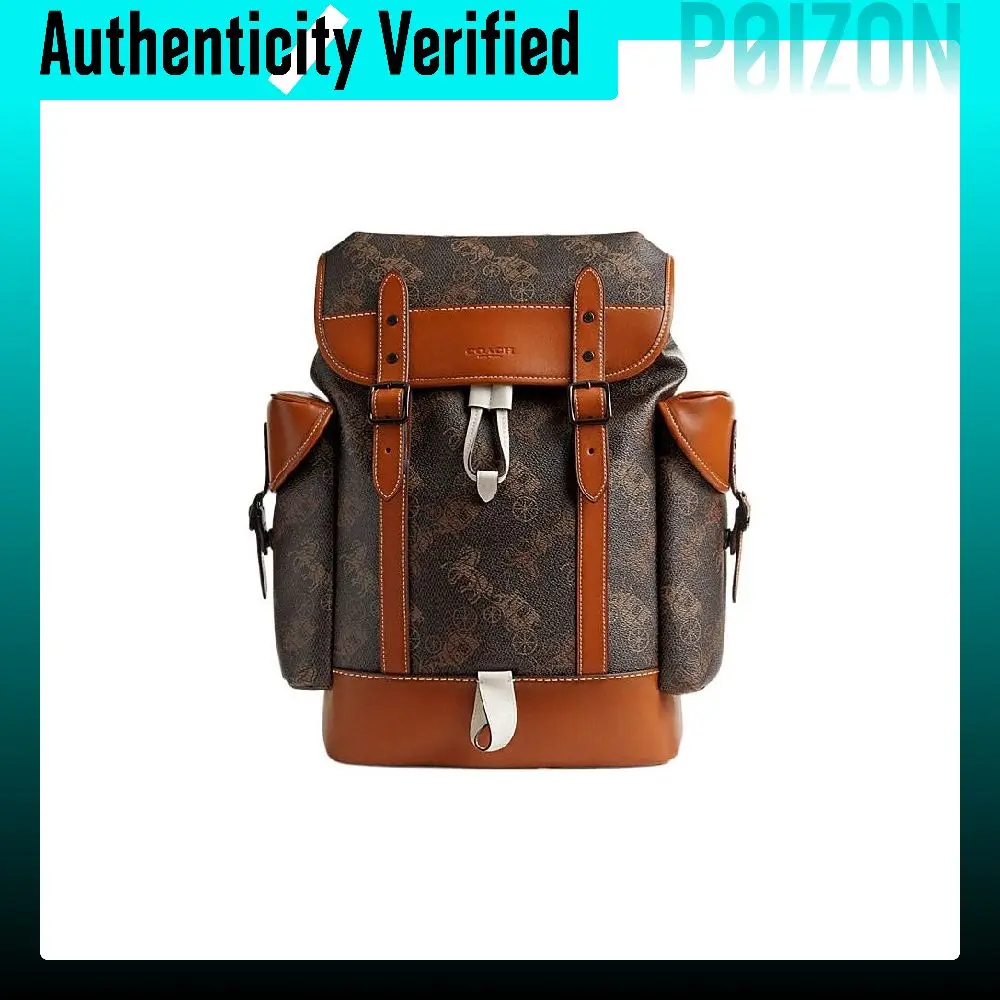 COACH Hitch Canvas With Leather Backpack Backpacks Large Men's Brown & Black CM386-W8F