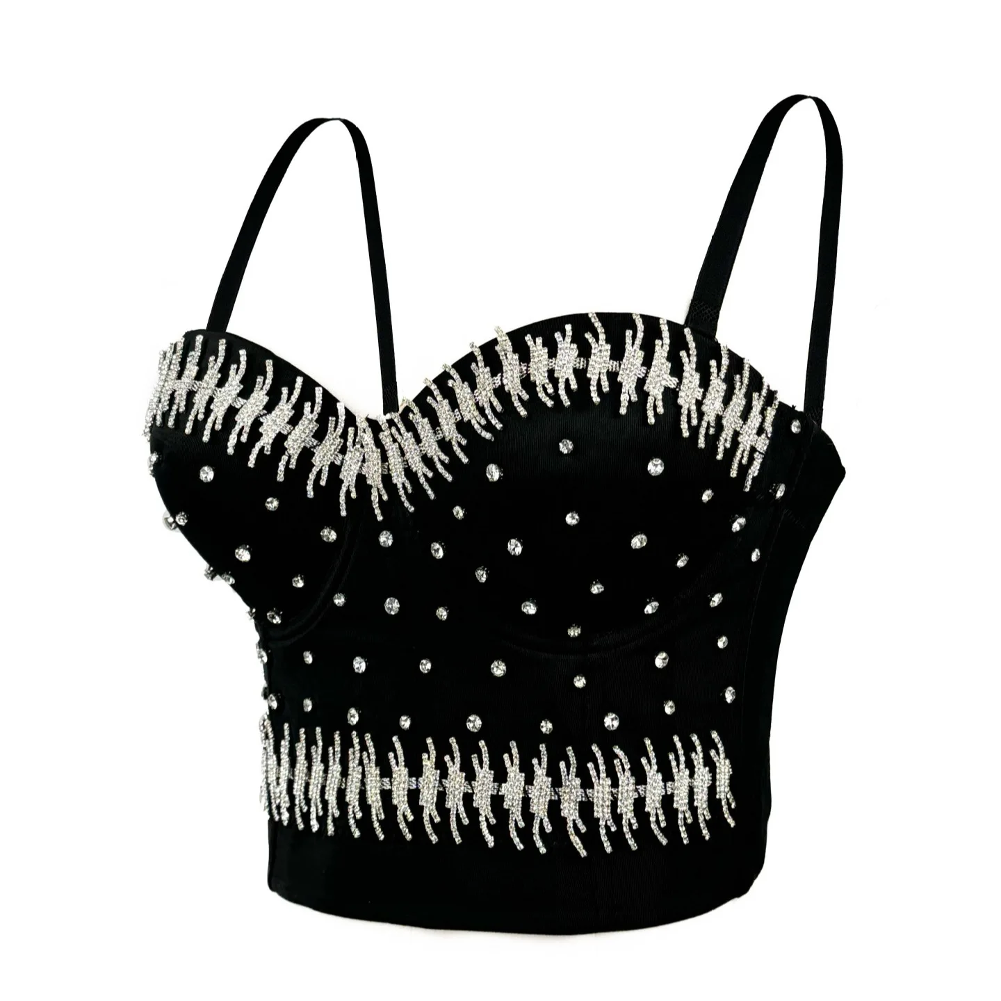 

Irregular Beaded Chain Bralette for Nightclubs and Music Festivals Sewing Crystal Sexy Fishbone Bustier Push Up Bra Underwear