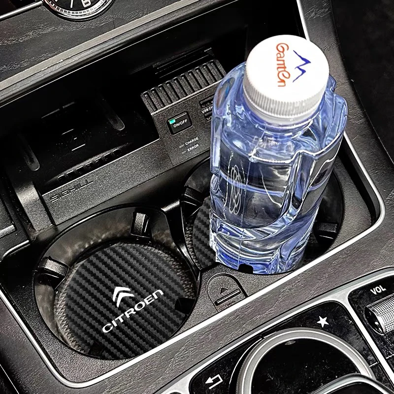 2 قطعة قاعدة أكواب جلدية مكافحة الضوضاء وسادة أكواب الماء لسيتروين C5X C3 C4 Aircross بيكاسو الصبار Celysee e-C3 e-C4 C6 C1 C2 بيرلينجو