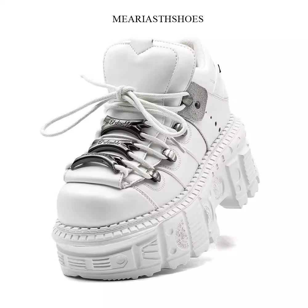 

Punk Women Sneakers Rock 6cm Platform Shoes Woman Creepers Female Casual Flats Metal Decoration Thick Bottom Women Tennis Shoes