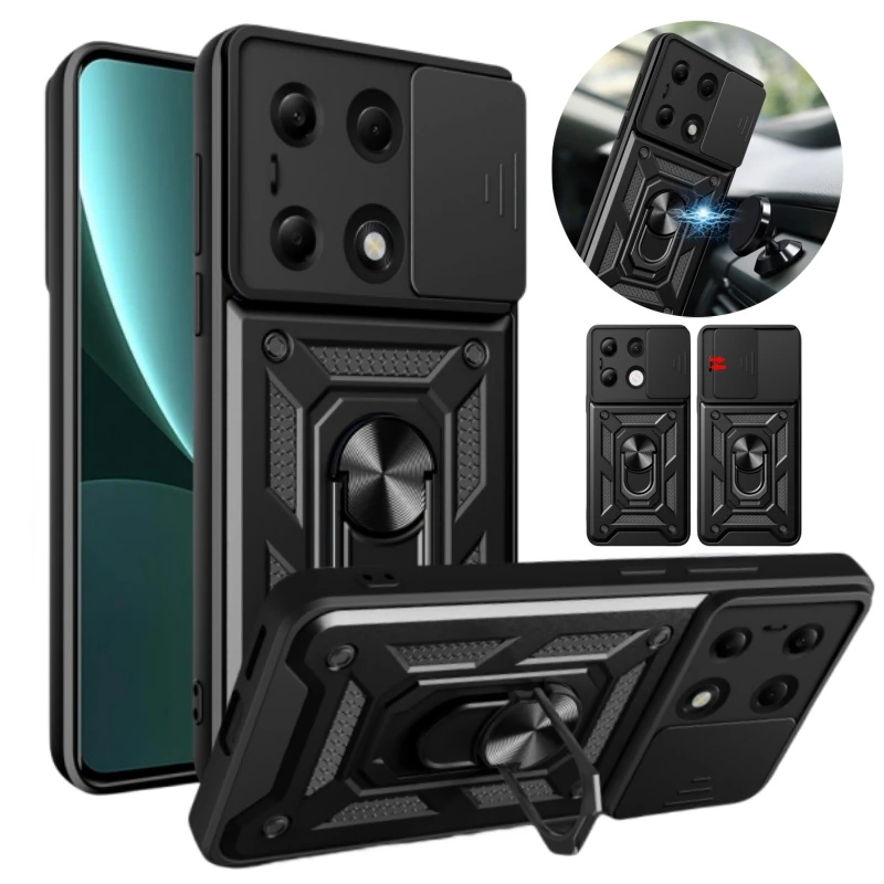 עבור poco m6 pro 4g במקרה מגנט מחזיק טבעת טלפון שריון טבעת עבור פוקו קטן מ 6 pro pro pocom6pro pro pocom6pro pro poco