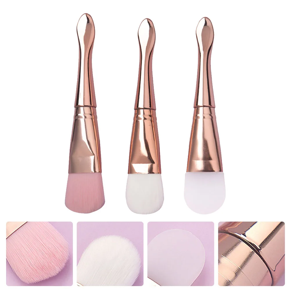 

3 Pcs Silicone Mask Brush Puff Applicator Facial Skin Treatment Beauty Tool Soft Gentle Practical Easy Clean Storage