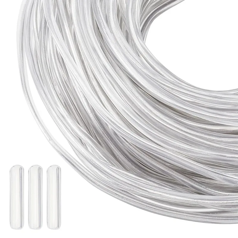 98 Feet Clear Polyethylene Plastic Coated Aluminum Wire 9 Gauge Beaded Flower Making Wire with 100pcs Silicone End Caps