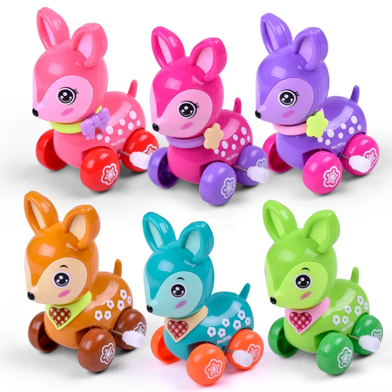 NEW Cute Cartoon Animal Deer Wind Up Toys Colorful Clockwork Spring Newborn Toys Running Toy for Kids Baby Gifts for Children