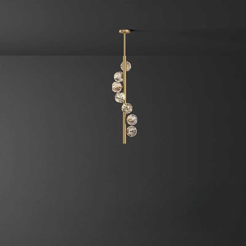 

Bedroom, bedside, chandelier, modern, simple, light luxury, long line, stairs, single head, background wall crystal chandelier